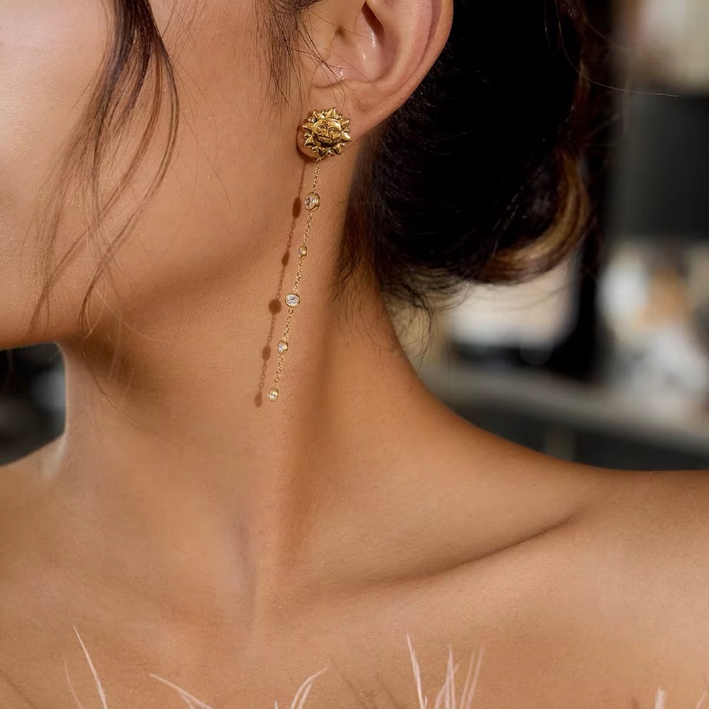 18K Gold Plated Drop Earrings - Picture 2 of 5